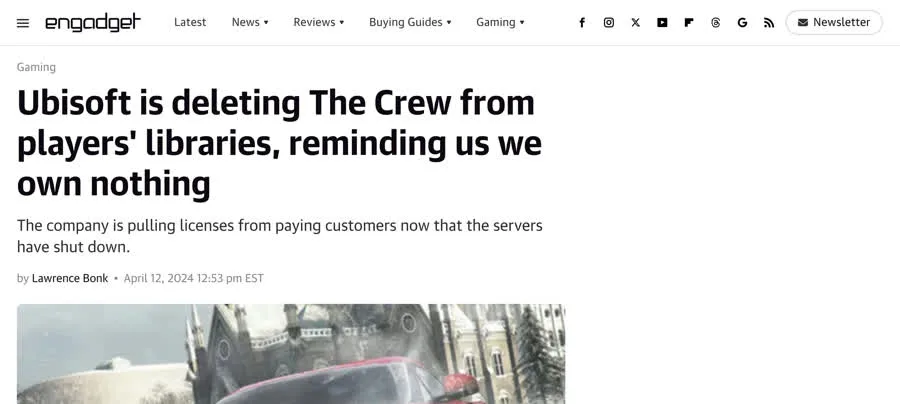 Ubisoft deleting The Crew from libraries