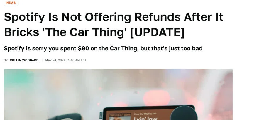 Spotify bricks the Car Thing
